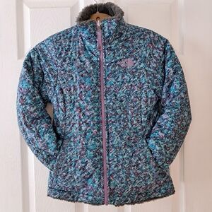 The North Face Girls' Mossbud Gray/Purple Reversible Coat | Size 10/12